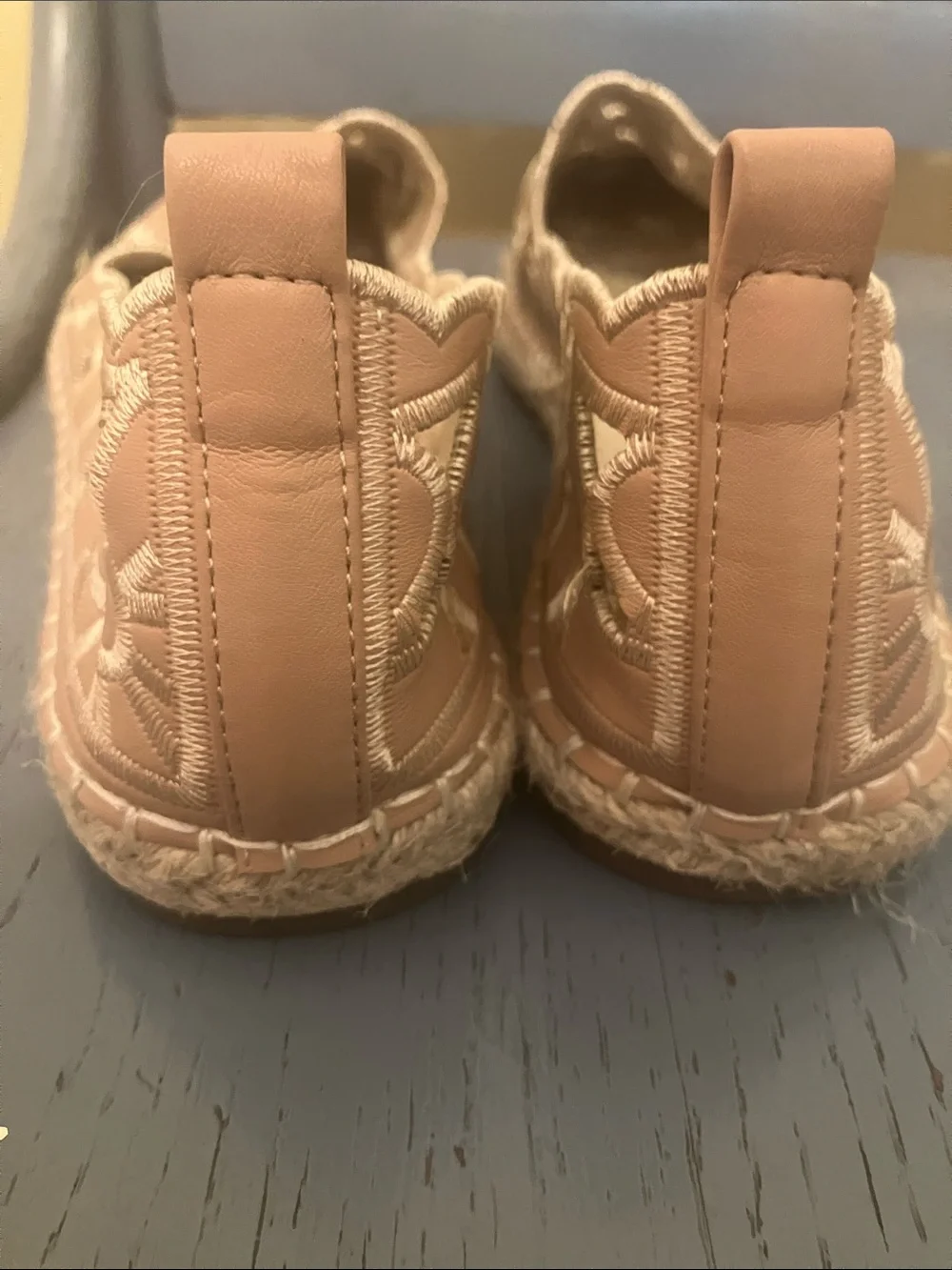 Womens Floral Cutout Espadrilles in Blush Pink